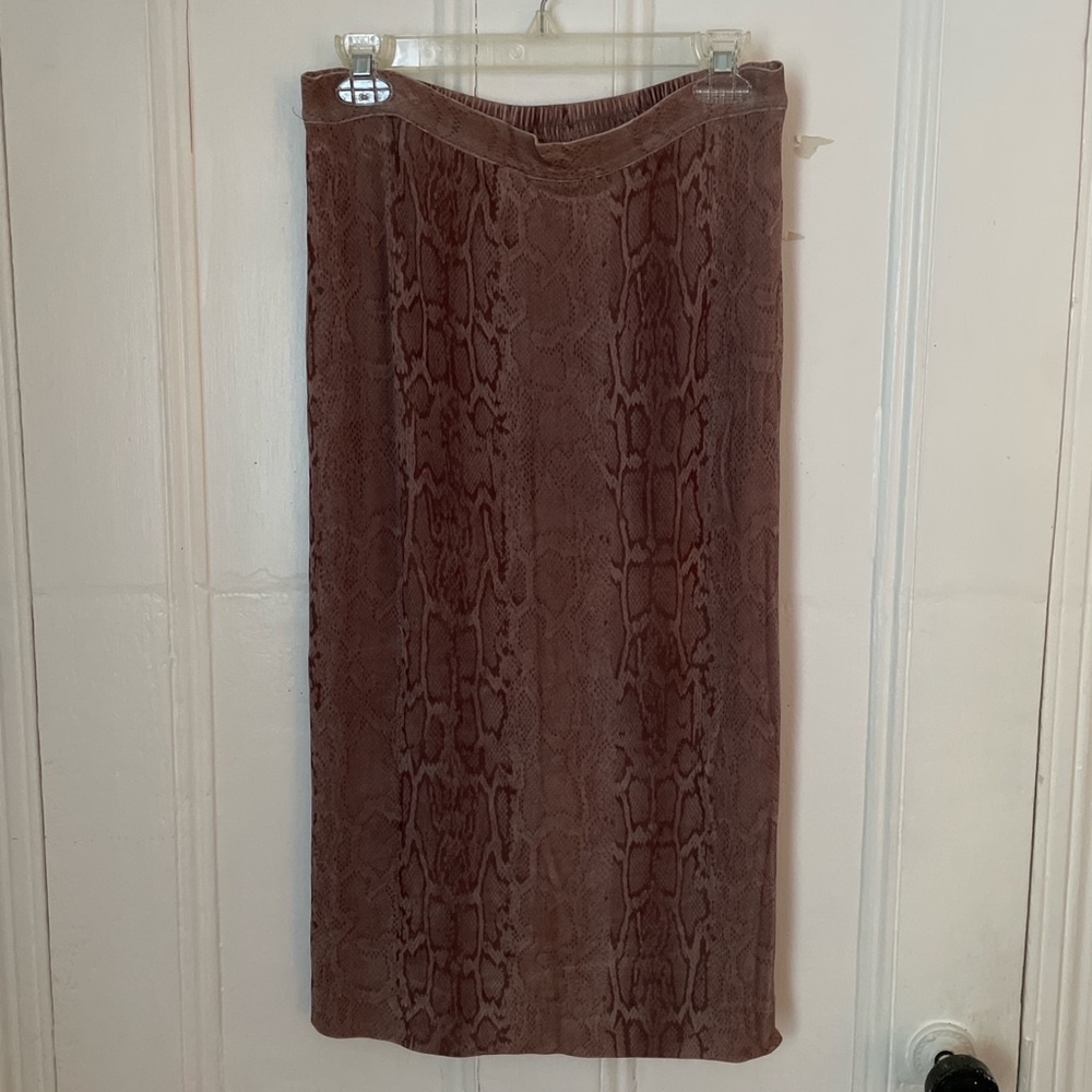 Vintage Clio Snake Print Stretch Midi Skirt